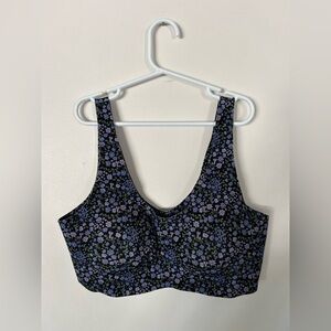 Knix Luxlift Floral Black and Purple Bra Size M
